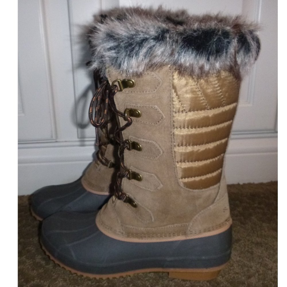 Womens Sporto Faux Fur Quilting Duck HAILEY Lace Up Winter Boots Size 7  NWT